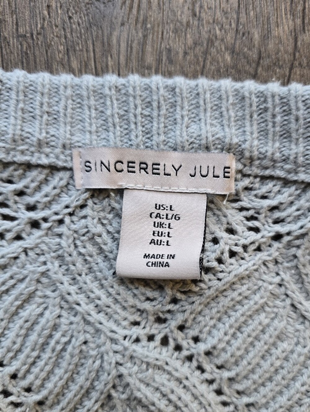 Sincerly Jules Light Blue Crochet Knit Button-Front Sweater - Picture 3 of 5
